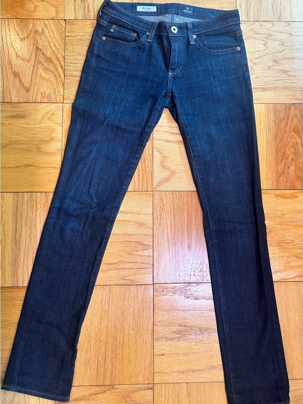 AG Adriano Goldschmied The Stevie Slim Straight Jeans 26R Dark Wash Made USA